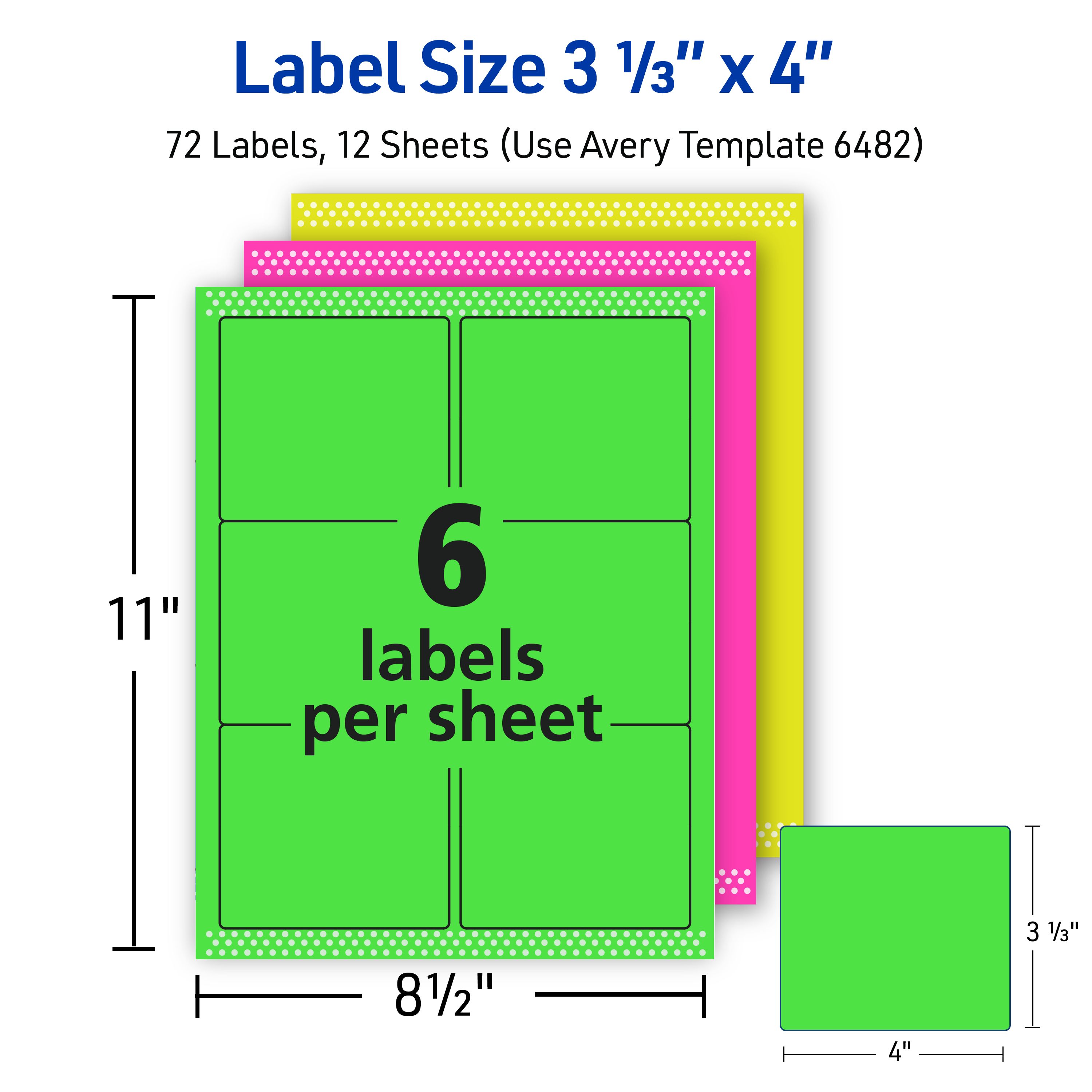 Neon Removable Labels, 3-1/3